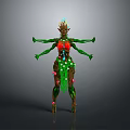 Fantasy Nature Elf Character With Plant Decorated Body Green Limb And Flower Details