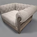 Classic Single Sofa With Tufted Design Light Beige Fabric And Wooden Armrests Legs