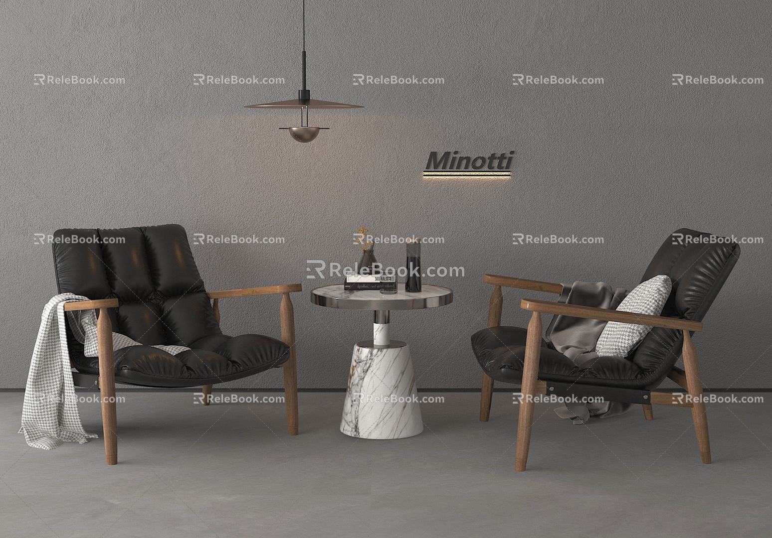 Modern Casual Table and Chair Casual Chair Round Vase Ornaments 3d model