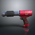 Red Worn Air Tool Featuring Black Handle Metal Components And Textured Surface