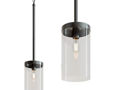 Modern Pendant Lights With Metal Frame And Transparent Glass Shade Bulb Design 3d model