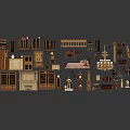 Vintage Home Furniture Collection Including Cabinets Tables Chairs Bed Chandelier Fireplace And Decorative Items
