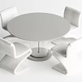 Modern White Round Dining Table Set With Four Stylish Chairs 3d model