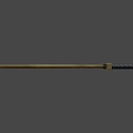 Golden Curved Sword With Shiny Metallic Blade And Black Handle Design