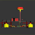 Quadrotor Drone With Red And Yellow Propellers Black Frame And Red Components