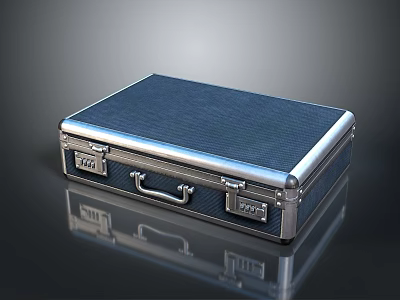Blue Suitcase With Metal Frame Lock Closure Textured Surface And Handle Grip 3d model