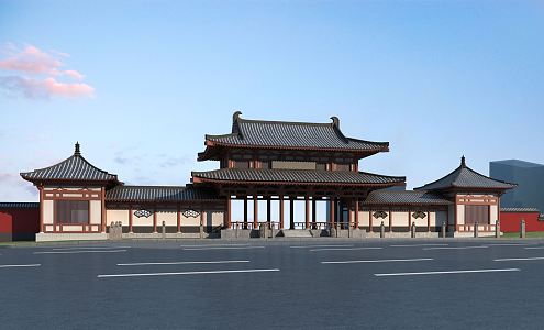 Chinese Gate Park Entrance Gate 3d model