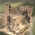 Realistic Historical Castle Ruins Model With Detailed Towers And Stone Walls
