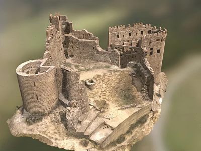 Realistic Historical Castle Ruins Model With Detailed Towers And Stone Walls 3d model