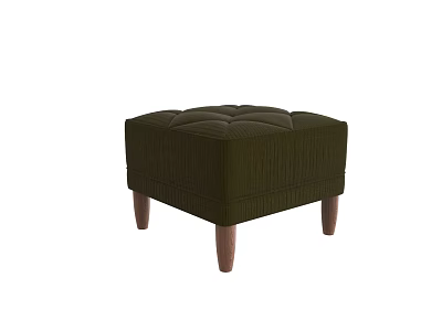 Dark Green Tufted Upholstered Ottoman with Stylish Wooden Legs for Living Room 3d model