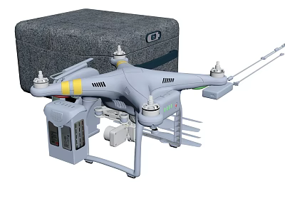 Gray Drone With Storage Case And Portable Design Equipment Features 3d model