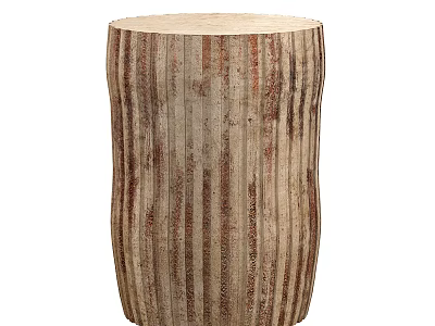 Handcrafted Rustic Wooden Stool With Natural Striped Texture And Organic Design 3d model