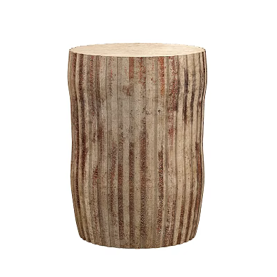 Handcrafted Rustic Wooden Stool With Natural Striped Texture And Organic Design 3d model