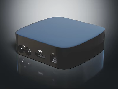 Compact Streaming Device With Blue Top Black Body Featuring HDMI Port Control Buttons 3d model