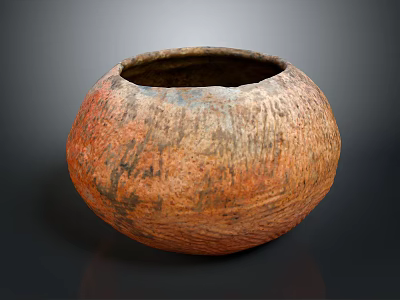 Artisanal Ceramic Sculpture Featuring Textured Surface And Orange Red Tones Rounded Design 3d model