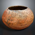 Artisanal Ceramic Sculpture Featuring Textured Surface And Orange Red Tones Rounded Design 3d model