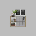 Bamboo Laundry Organizer Rack With Supplies Towels Storage Bags And Green Plant