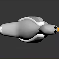 Cute 3D Cartoon Duck With White Body Yellow Beak And Yellow Feet On Dark Background
