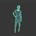 Woman In Purple Dress With White Collar Standing Hands On Hips Against Gray Background