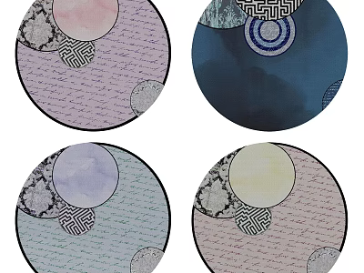 Round Rugs With Colorful Geometric Patterns And Various Design Elements 3d model