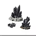 Black Crystal Decorations With Wooden And Stone Bases For Home Decor