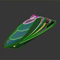 Sleek Modern Yacht With Blue Transparent Hull And Top Antenna Structure