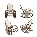 Cozy Leisure Rocking Chair With Wooden Frame Patterned Fabric And Armrest Blanket