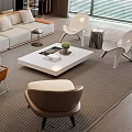 Modern Living Room Setup With Sofa Coffee Table Set Accent Chairs And Decorative Rug