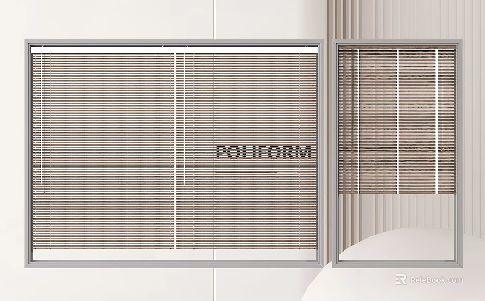 Modern Poliform Interior Partition With Striped Blinds And Metal Frame 3d model
