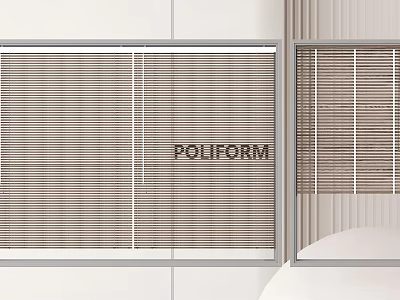 Modern Poliform Interior Partition With Striped Blinds And Metal Frame 3d model