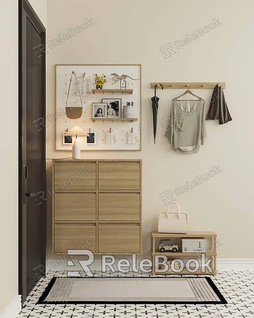 Modern Simple Hallway Shoe Cabinet Pendant Carpet Combination model