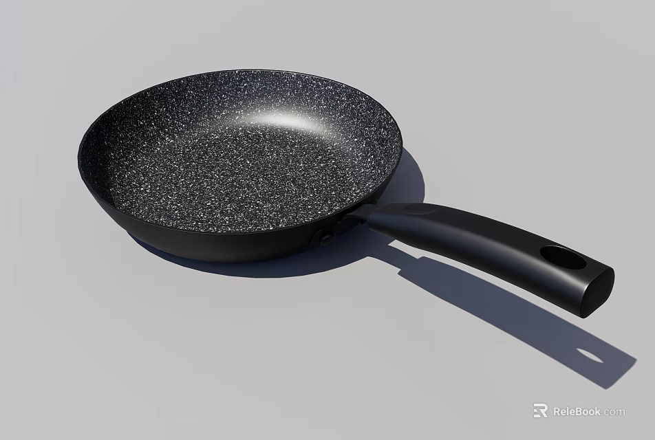 Non Stick Granite Coating Frying Pan With Black Heat Resistant Handle 3d model 