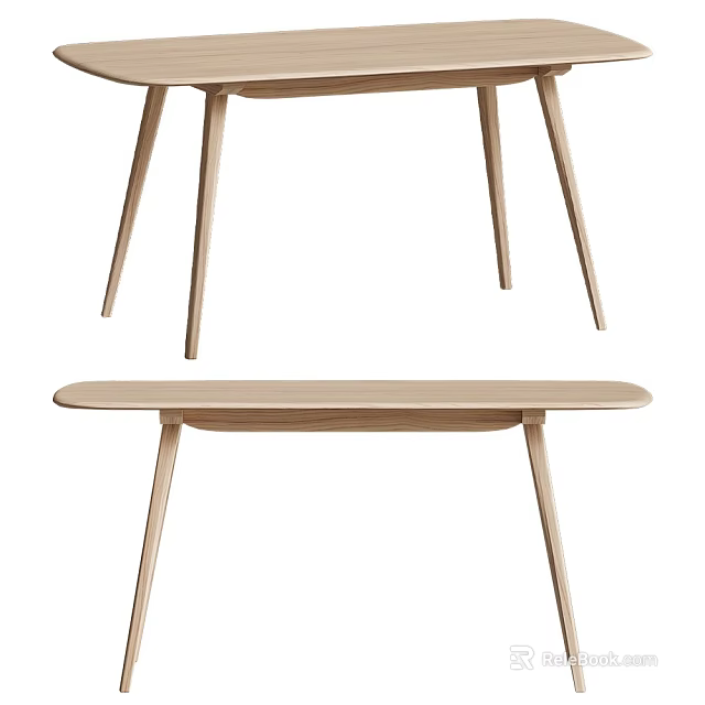 Modern Light Wood Desk With Slim Legs And Smooth Rectangular Top 3d model 