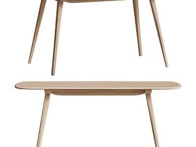 Modern Light Wood Desk With Slim Legs And Smooth Rectangular Top 3d model