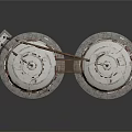 Tall Industrial Storage Tanks With Rusty Metal Ladders And Top Platform Structure