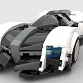Building Blocks Sports Car Model With White And Black Streamlined Design And Detailed Wheels
