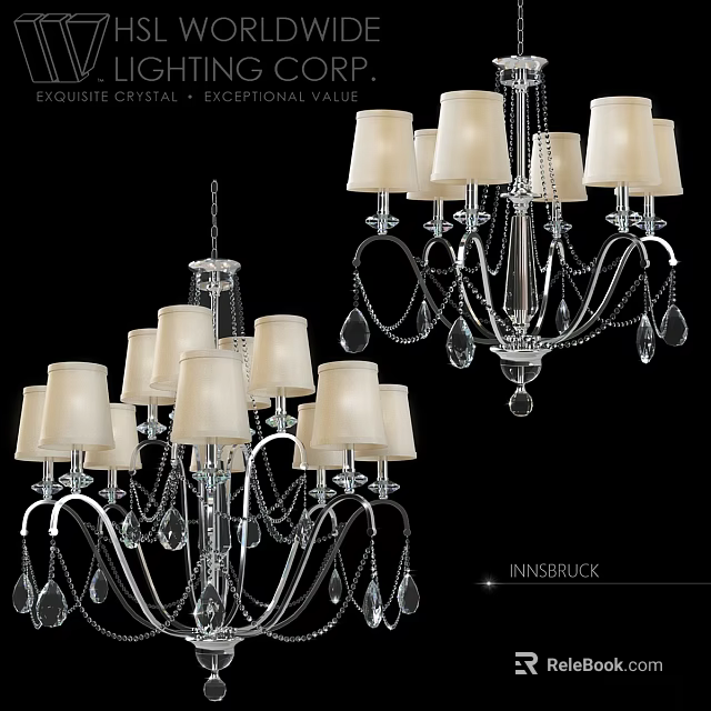 Exquisite Crystal Chandelier With Multiple Shades And Hanging Pendants Design 3d model 