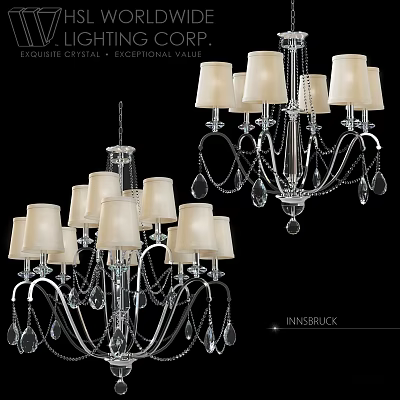 Exquisite Crystal Chandelier With Multiple Shades And Hanging Pendants Design 3d model