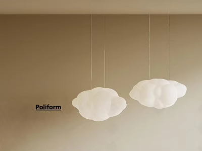 Poliform Cloud Shaped White Pendant Lights Hanging In Beige Wall Interior 3d model