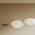 Poliform Cloud Shaped White Pendant Lights Hanging In Beige Wall Interior 3d model