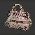 Leopard Print Christian Dior Paris Handbag With Gold Hardware Handles And Shoulder Strap