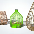 Modern Public Chair With Woven Structure And Wooden Frame For Outdoor Spaces