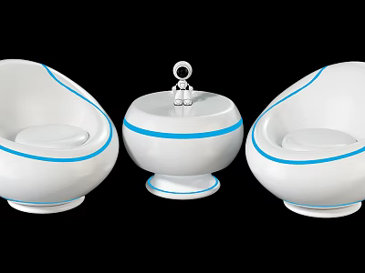 Modern leisure table and chair combination special-shaped negotiation table and chair robot 3d model