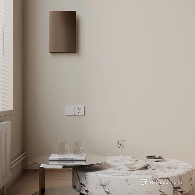 Modern Sofa And Coffee Table Set In Light Wall Interior With Glasses Magazines And Plate 3d model 