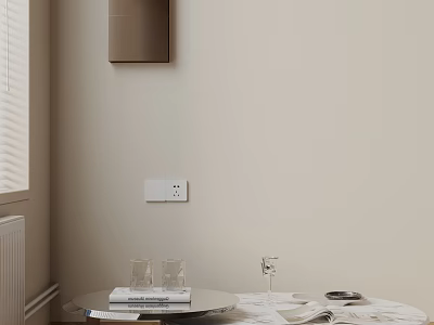 Modern Sofa And Coffee Table Set In Light Wall Interior With Glasses Magazines And Plate 3d model