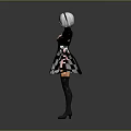Anime Character With White Short Hair Black Dress Red Emblem And Black Gloves