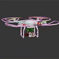 White Smart Drone with Four Propellers and Mounted Camera for Aerial Photography