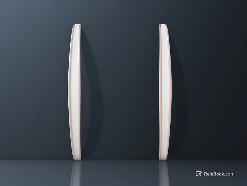 Sleek White Handles Mounted On Dark Wall With Reflective Floor Surface 3d model 