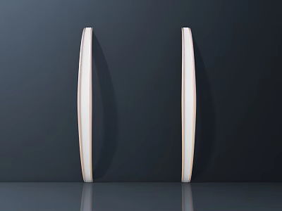 Sleek White Handles Mounted On Dark Wall With Reflective Floor Surface 3d model