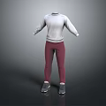 Comfortable Casual Outfit with White Sweater Burgundy Pants and Gray Sneakers